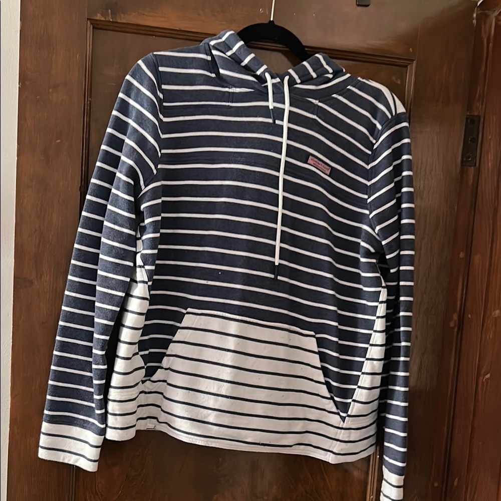 Vineyard Vines Navy and White Striped Hoodie